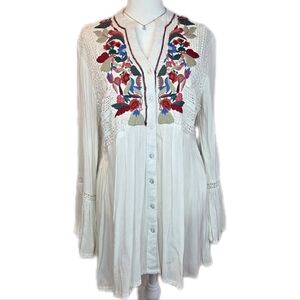 Sahalie White Tunic with Colorful Embroidery